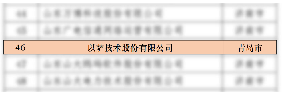 荣誉上新！以萨上榜2022年度山东省软件和信息技术服务业综合竞争力百强企业名单！